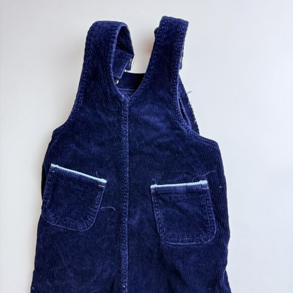 24 Months Vintage Popsicle Navy Blue Overalls 80s, 90s Cotton Corduroy Wide Wale - Picture 7 of 12
